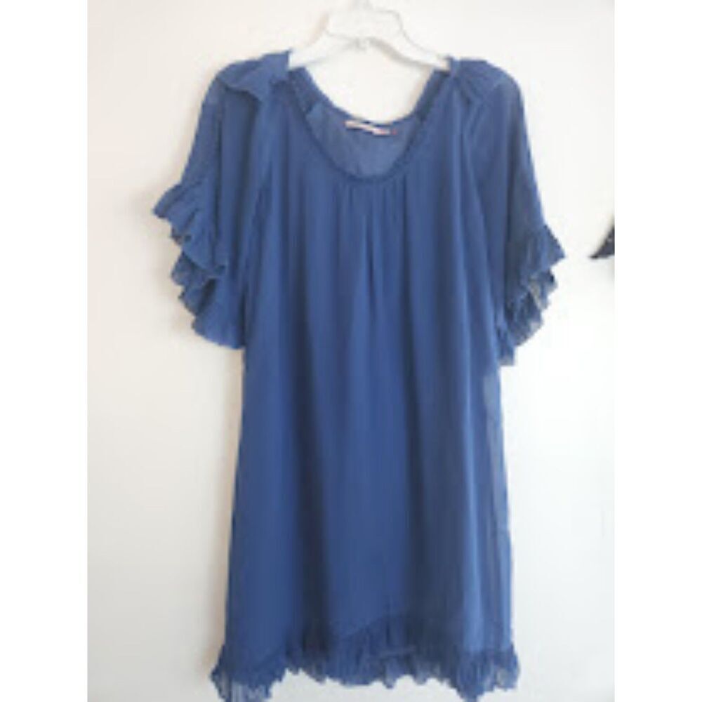Wink Revolve "Kasey" Navy Blue 100% Silk Tulle Hooded A-Line Dress size X Small